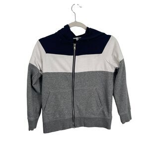Rockets of Awesome Grey Blue White Colorblock Full Zip Hoodie Boys 10